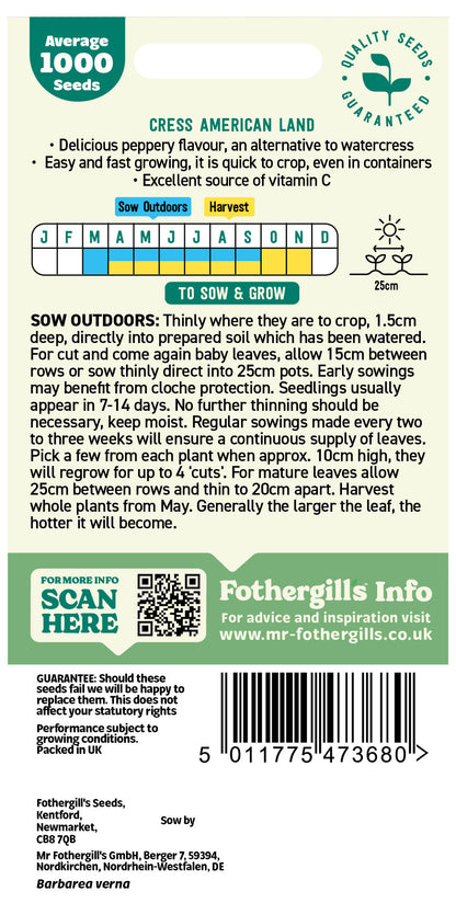 Mr Fothergill's Cress American Land Seeds Packet