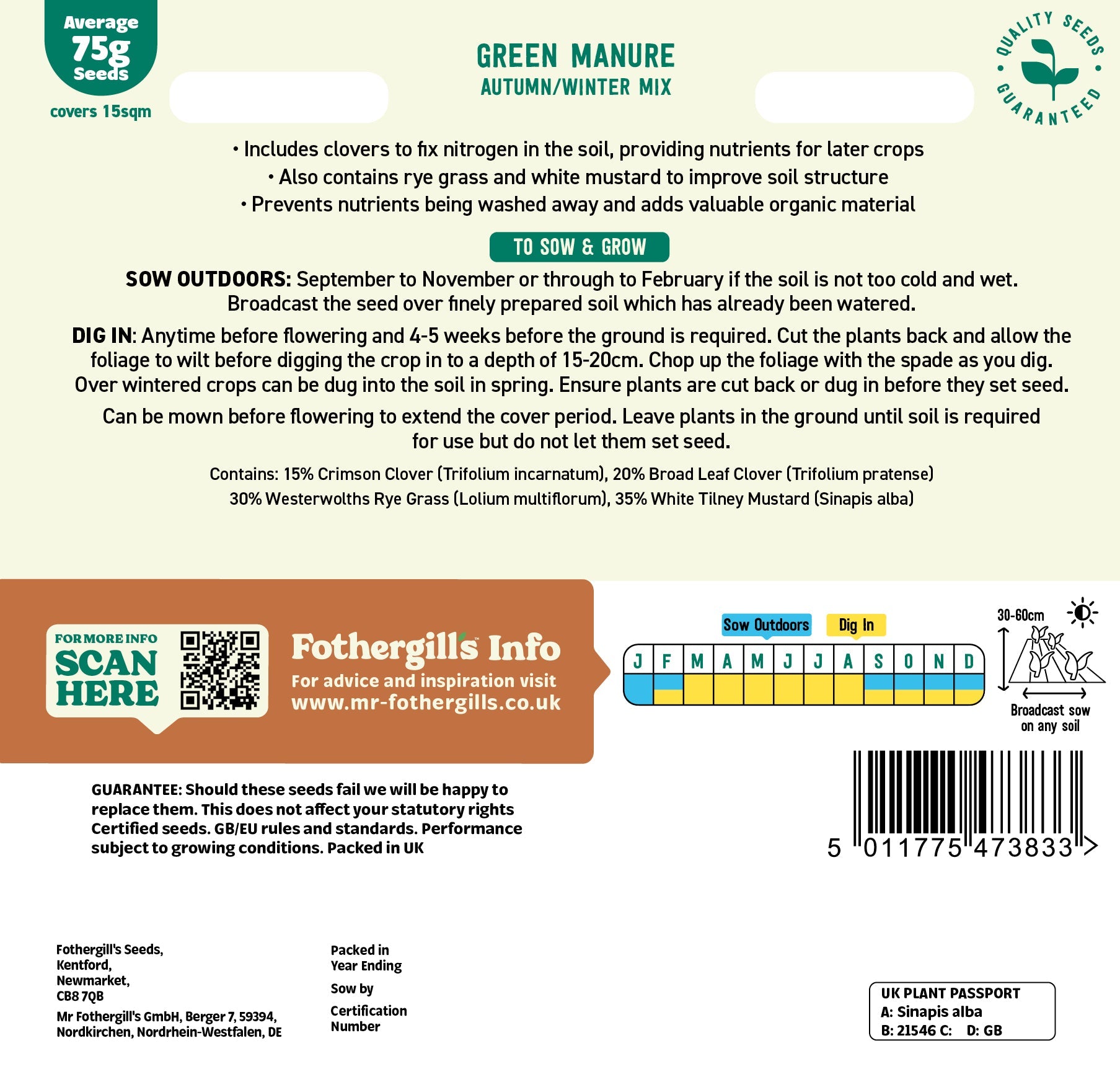 Mr Fothergill's Green Manure Autumn/Winter Mix Seeds Packet