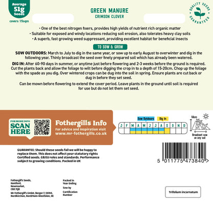 Mr Fothergill's Green Manure Crimson Clover Seeds Packet