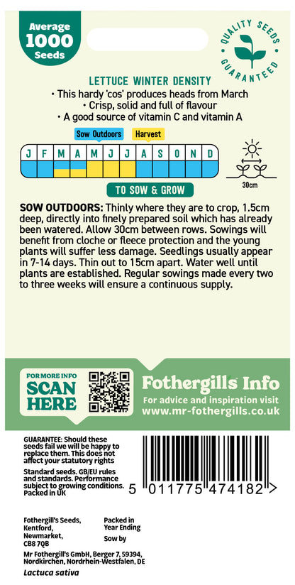 Mr Fothergill's Lettuce Winter Density Seeds Packet