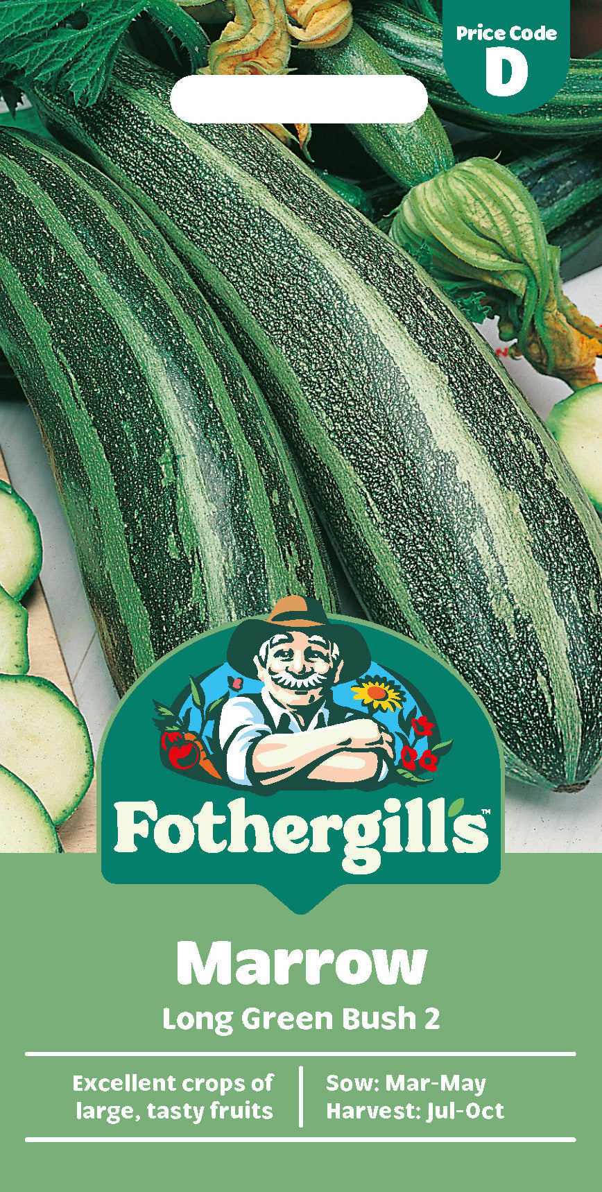 Mr Fothergill's Marrow Long Green Bush 2 Seeds Packet