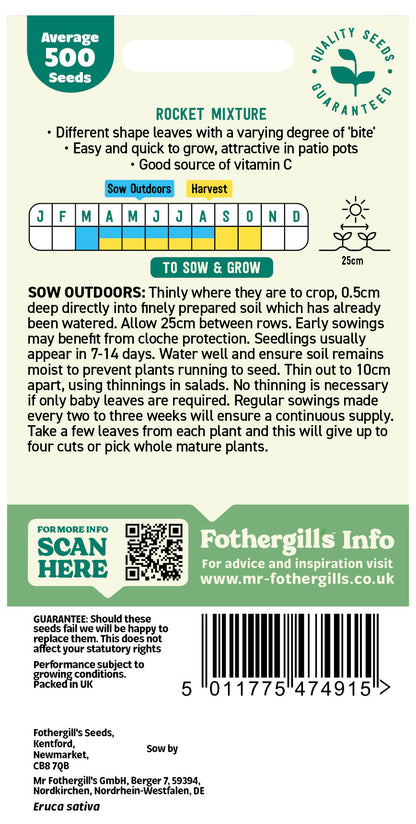 Mr Fothergill's Rocket Mix Seeds Packet