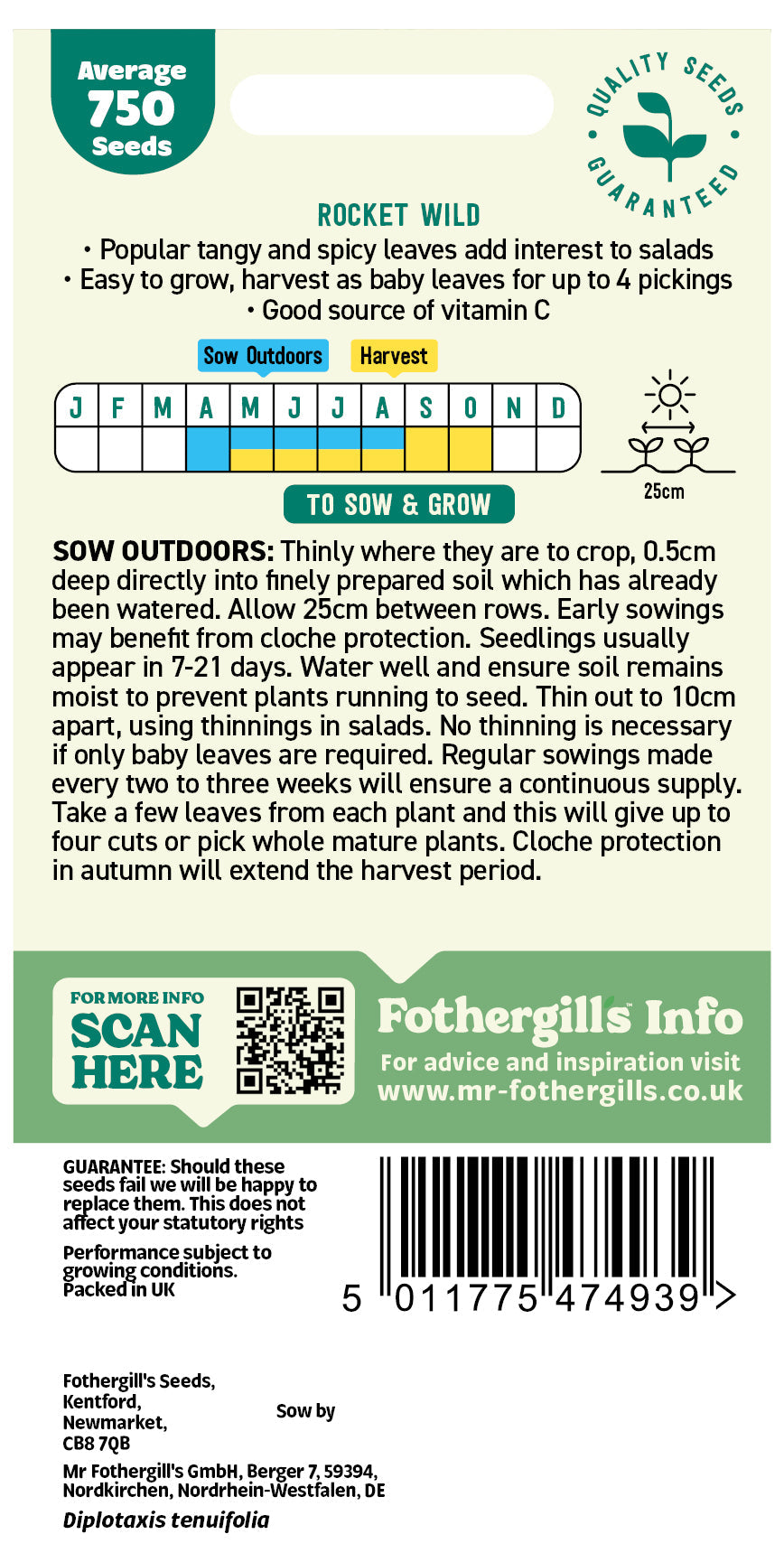 Mr Fothergill's Rocket Wild Seeds Packet
