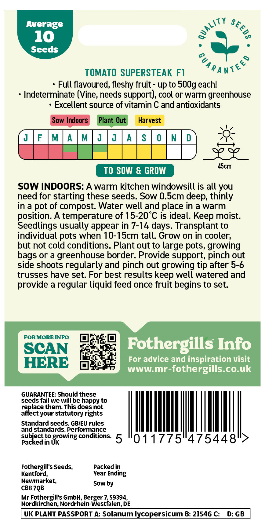 Mr Fothergill's Tomato Supersteak F1 Seeds Packet