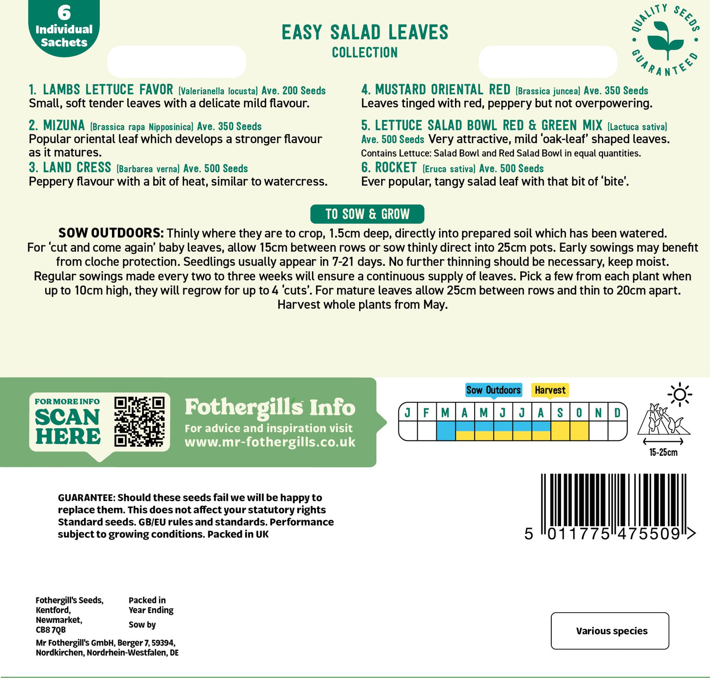 Mr Fothergill's Easy Salad Leaves Seeds Packet