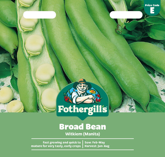 Mr Fothergill's Broad Bean Witkiem (Manita) Seeds Packet