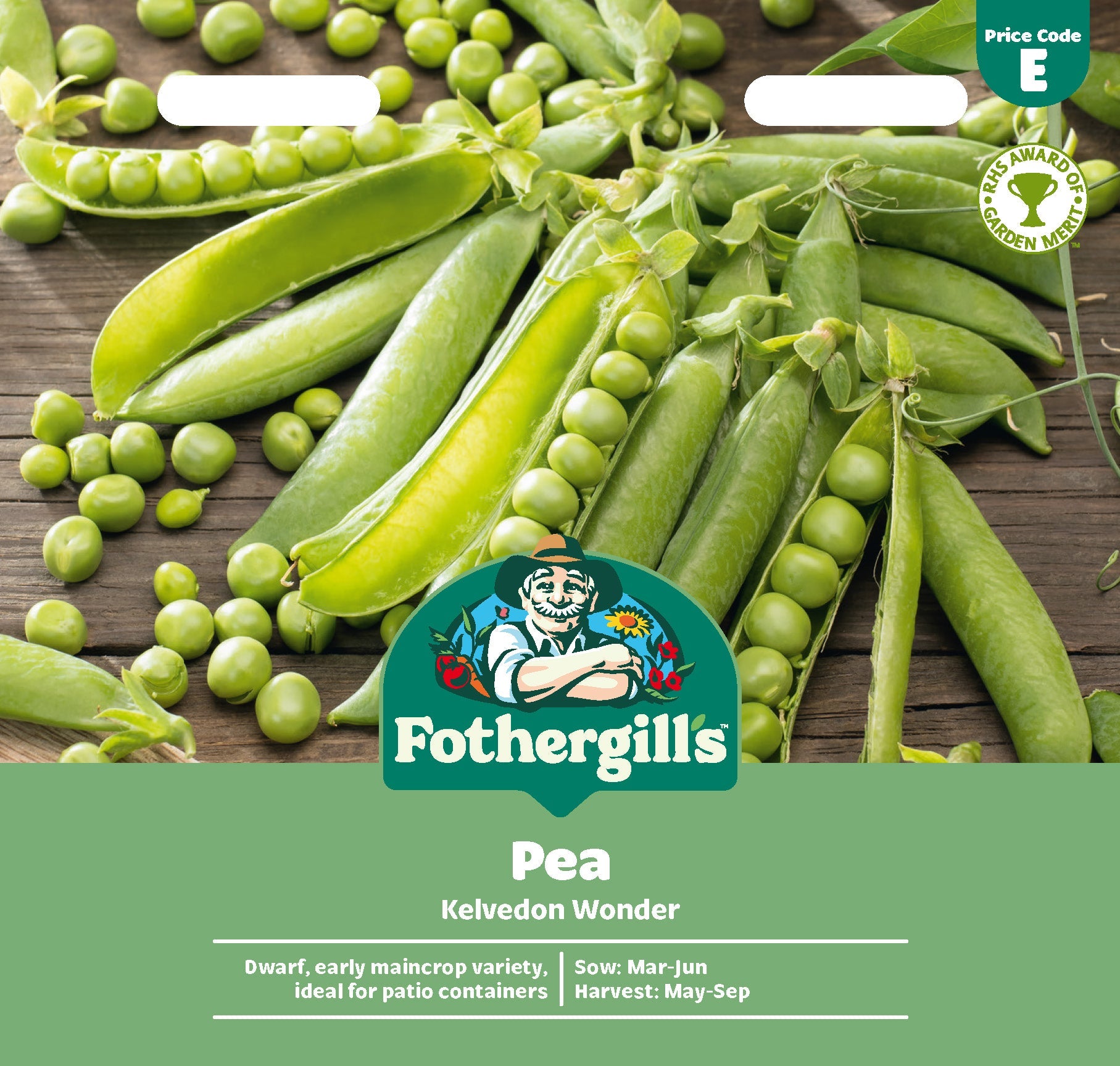 Mr Fothergill's Pea Kelvedon Wonder Seeds Packet