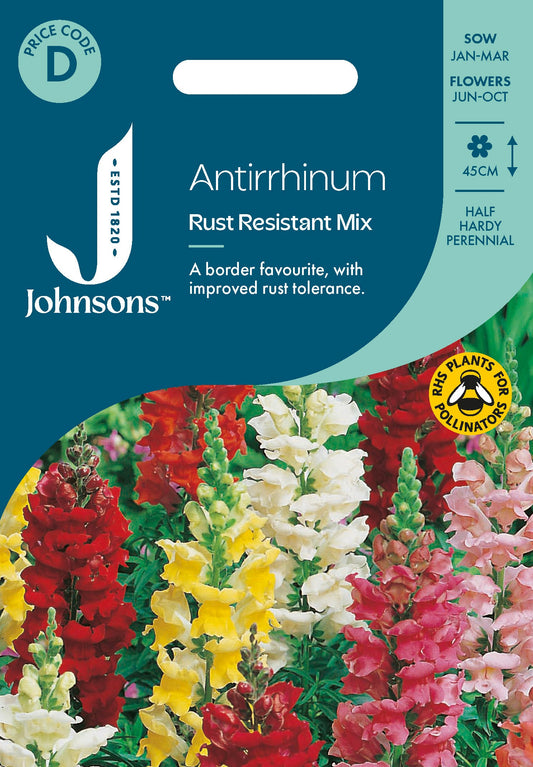 Johnsons Antirrhinum Rust Resistant Mix Seeds Packet