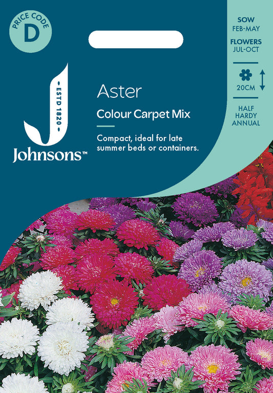 Johnsons Aster Colour Carpet Mix Seeds Packet