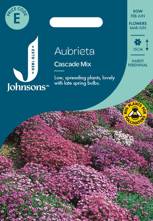 Johnsons Aubrieta Cascade Mix Seeds Packet