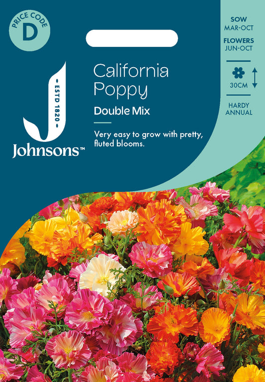 Johnsons California Poppy Double Mix Seeds Packet
