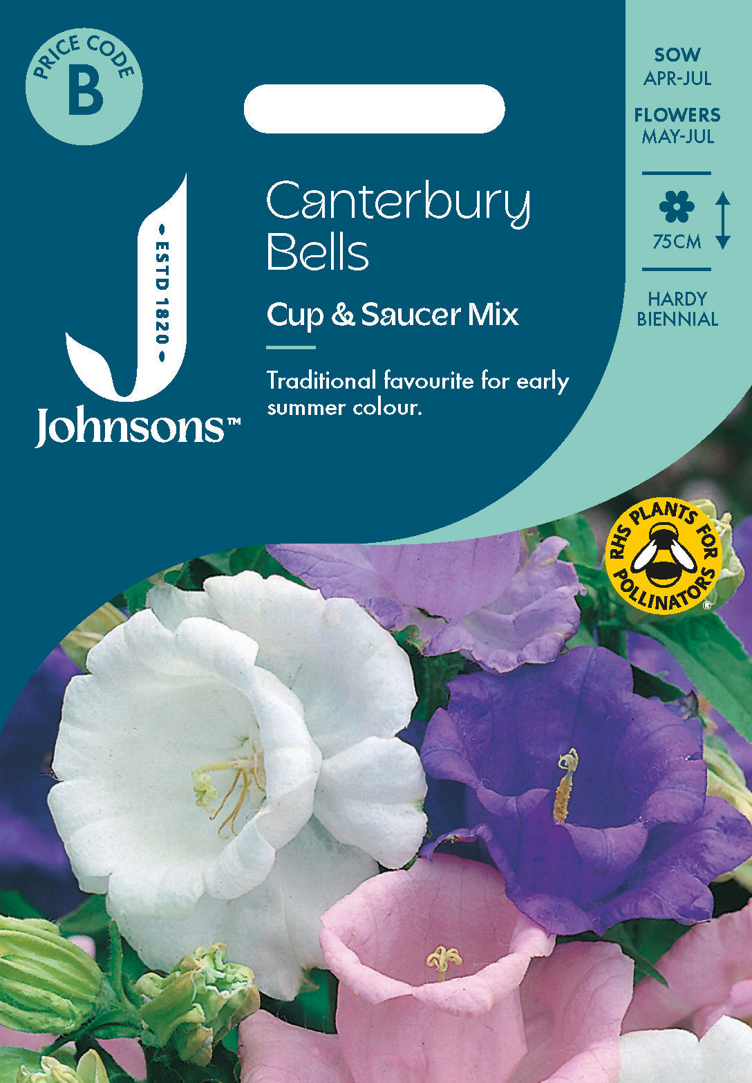 Johnsons Canterbury Bells Cup & Saucer Mix Seeds Packet