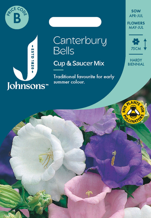 Johnsons Canterbury Bells Cup & Saucer Mix Seeds Packet