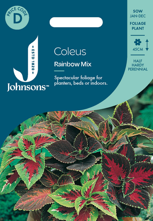 Johnsons Coleus Rainbow Mix Seeds Packet