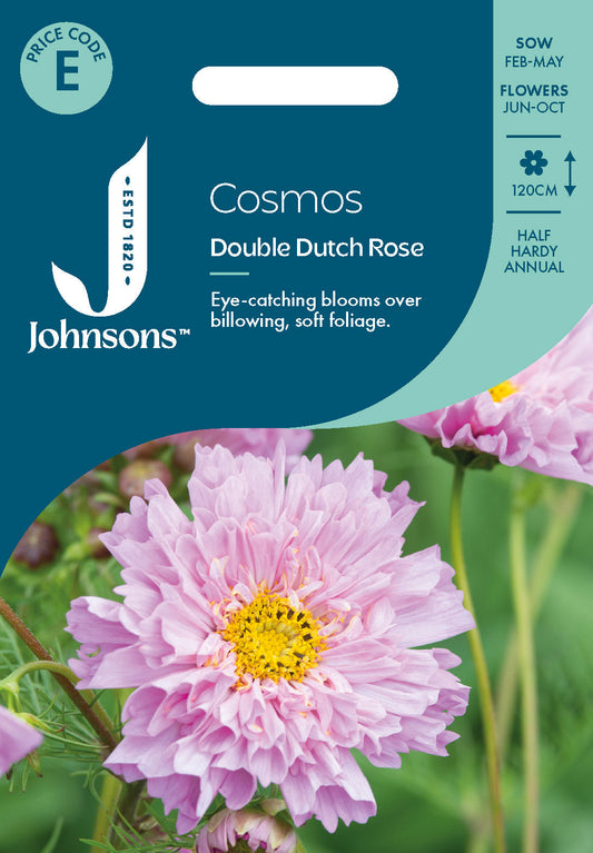 Johnsons Cosmos Double Dutch Rose Seeds Packet