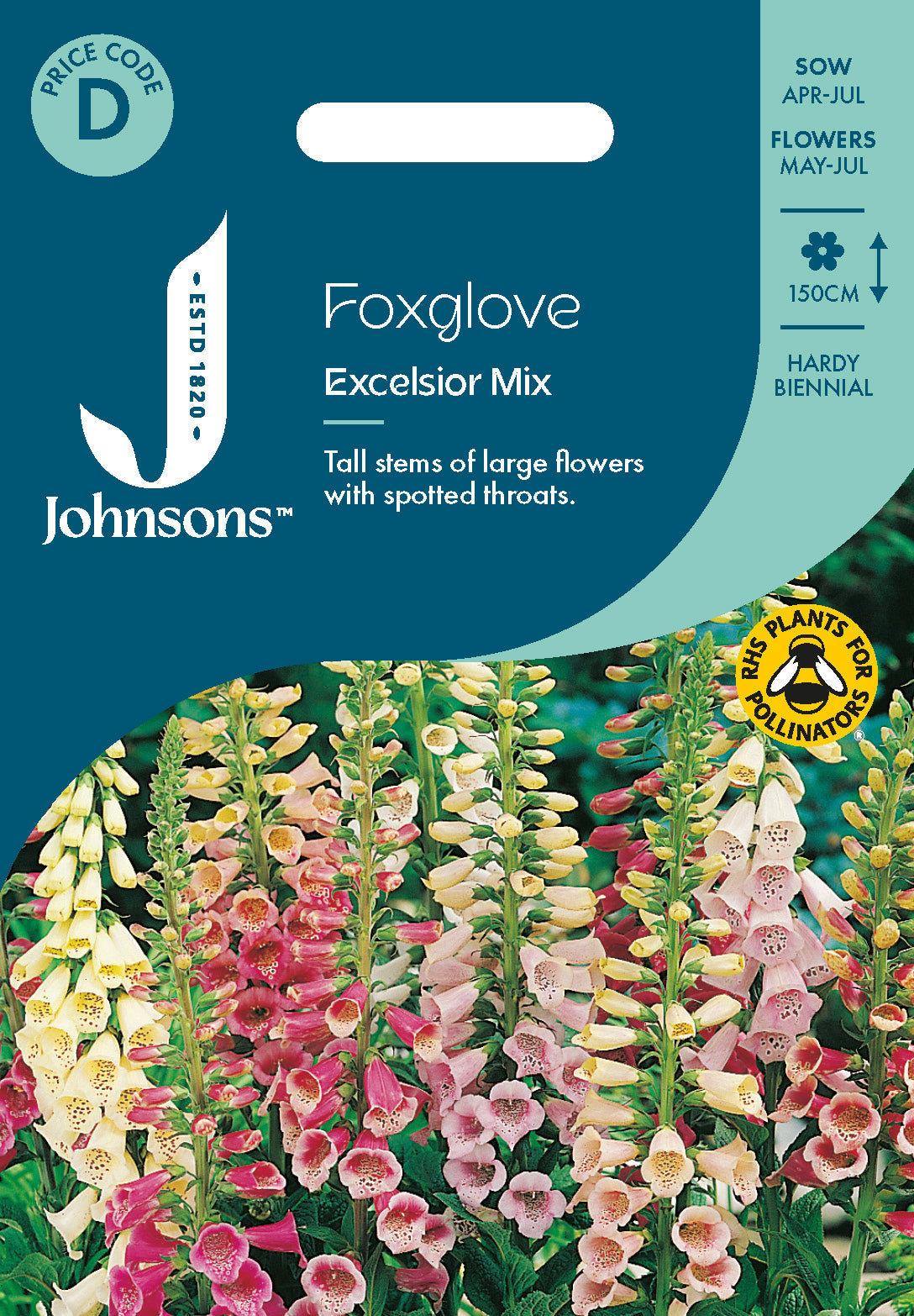 Johnsons Foxglove Excelsior Mix Seeds Packet
