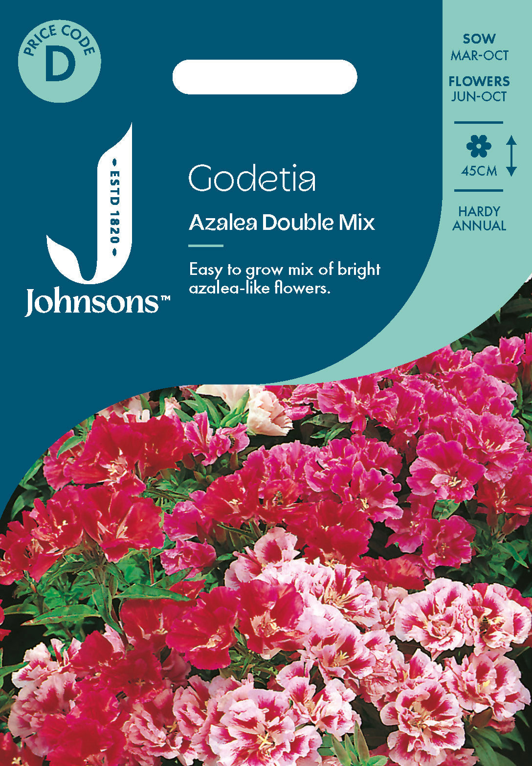 Johnsons Godetia Azalea Double Mix Seeds Packet