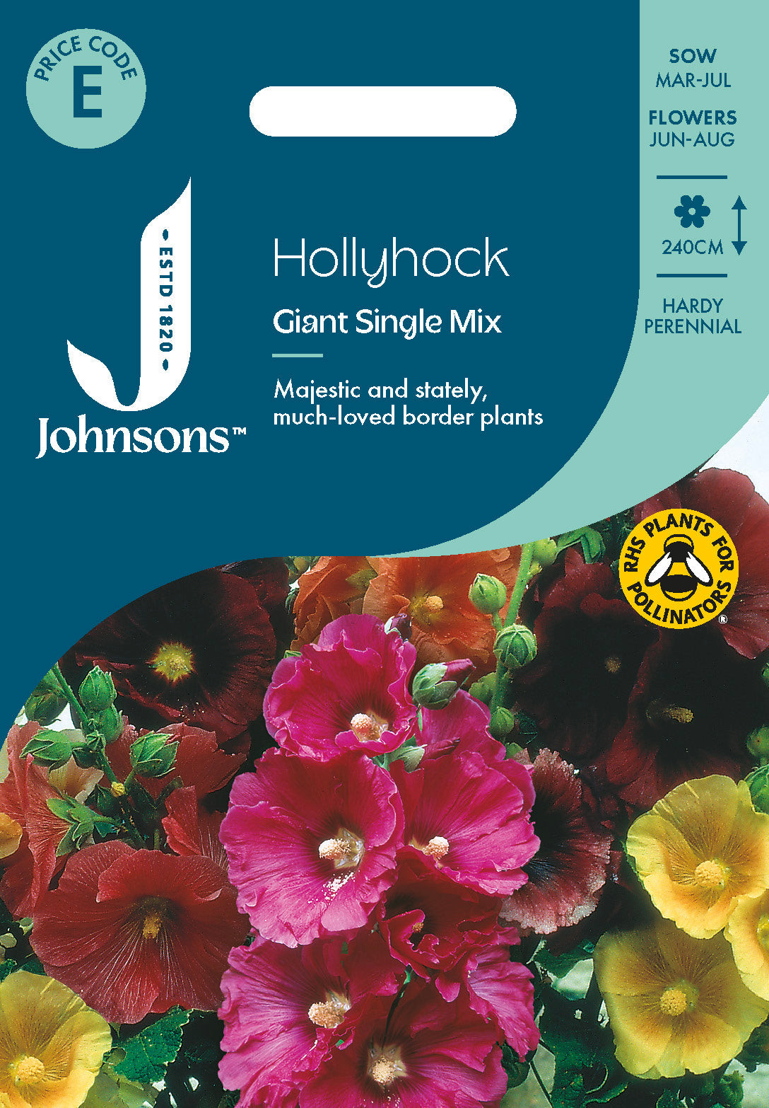 Johnsons Hollyhock Giant Single Mix Seeds