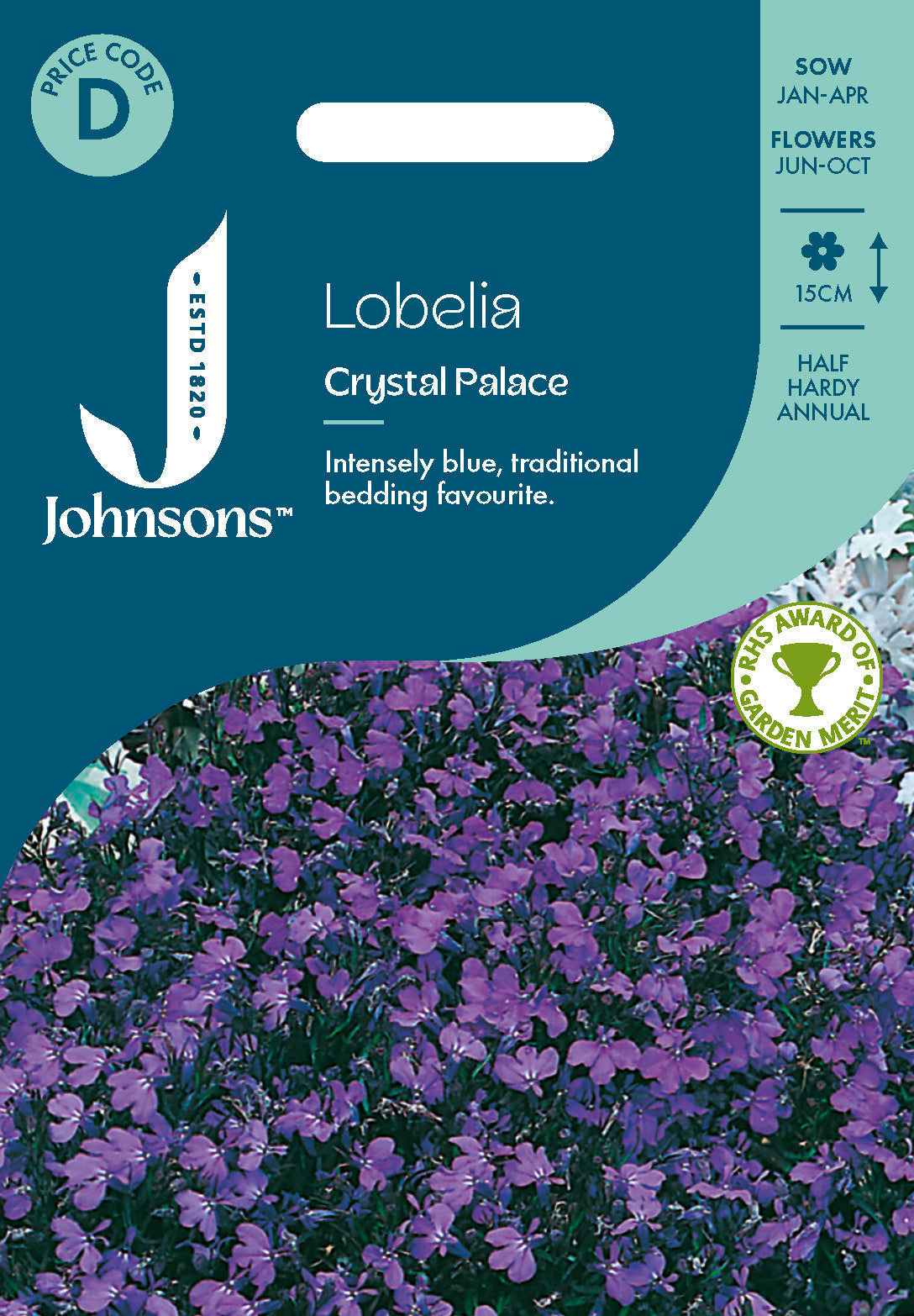Johnsons Lobelia Crystal Palace Seeds Packet
