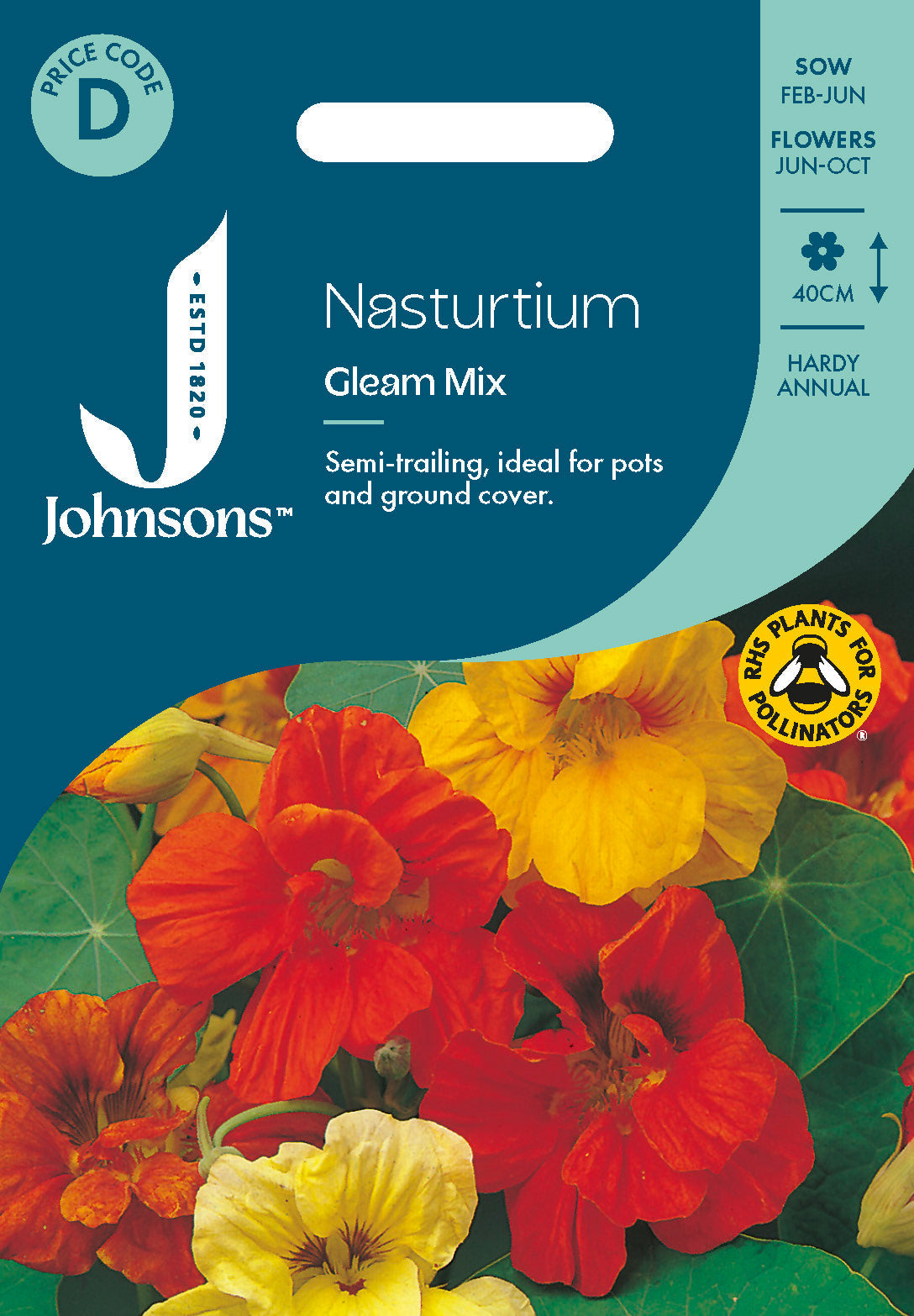 Johnsons Nasturtium Gleam Mix Seeds Packet