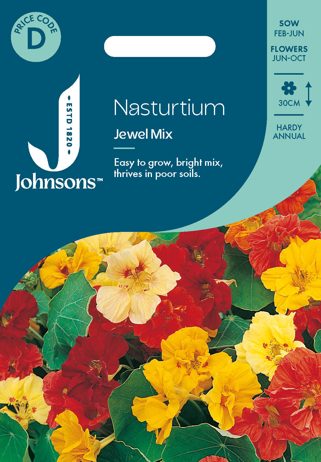 Johnsons Nasturtium Jewel Mix Seeds Packet