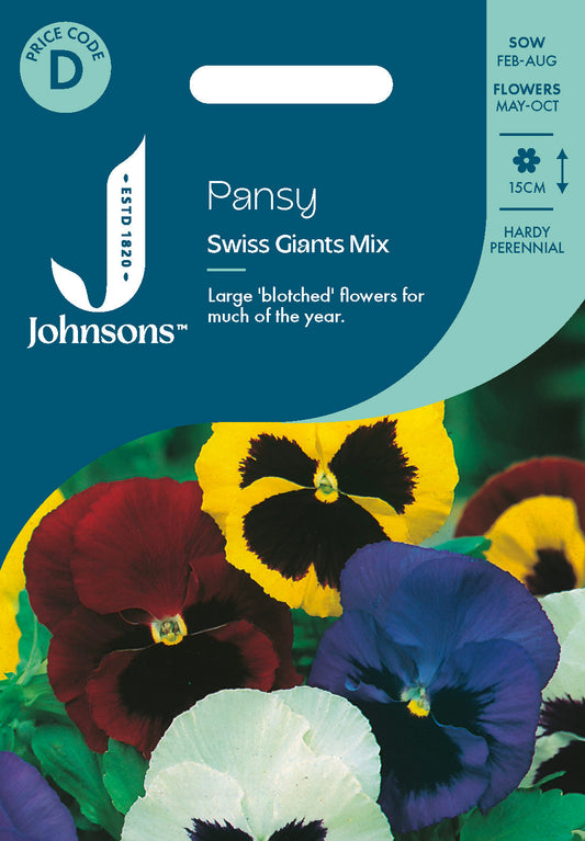 Johnsons Pansy Swiss Giants Mix Seeds Packet