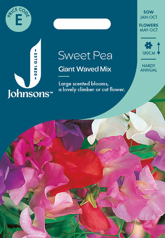Johnsons Sweet Pea Giant Waved Mix Seeds Packet