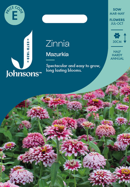 Johnsons Zinnia Mazurkia Seeds Packet