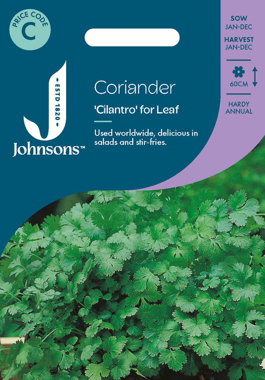 Johnsons Coriander Cilantro For Leaf Seeds Packet