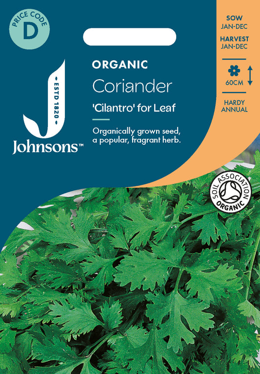 Johnsons Coriander Cilantro For Leaf Org Seeds Packet