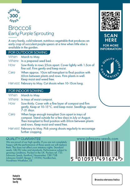 Johnsons Broccoli Early Purple Sp Seeds Packet
