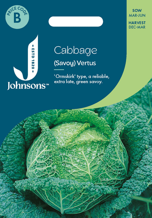 Johnsons Cabbage (Savoy) Vertus Seeds Packet