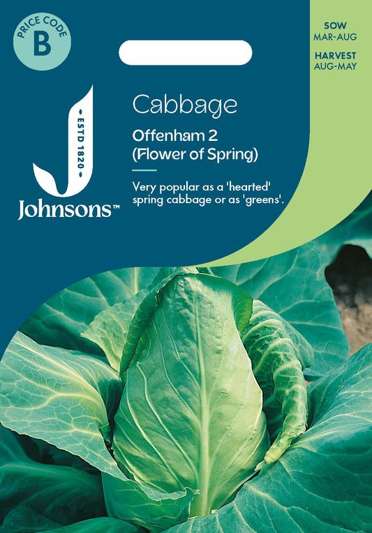 Johnsons Cabbage Offenham 2 (Flower Of Spring) Seeds Packet