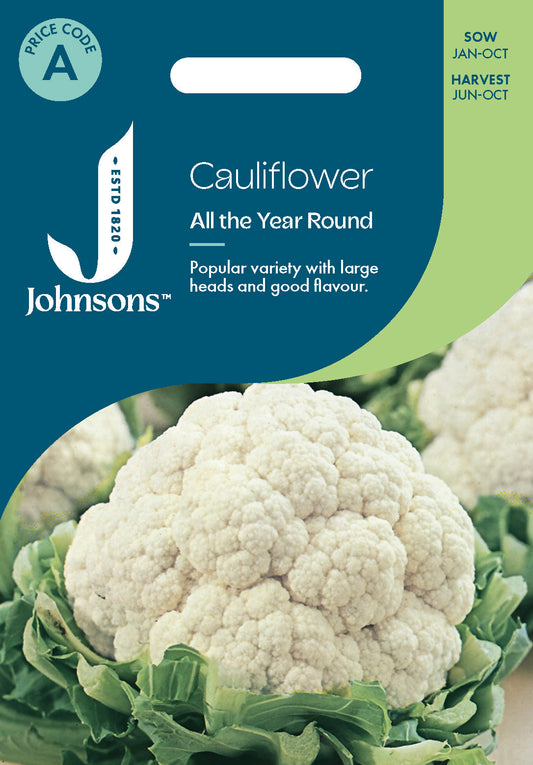 Johnsons Cauliflower All The Year Round Seeds Packet