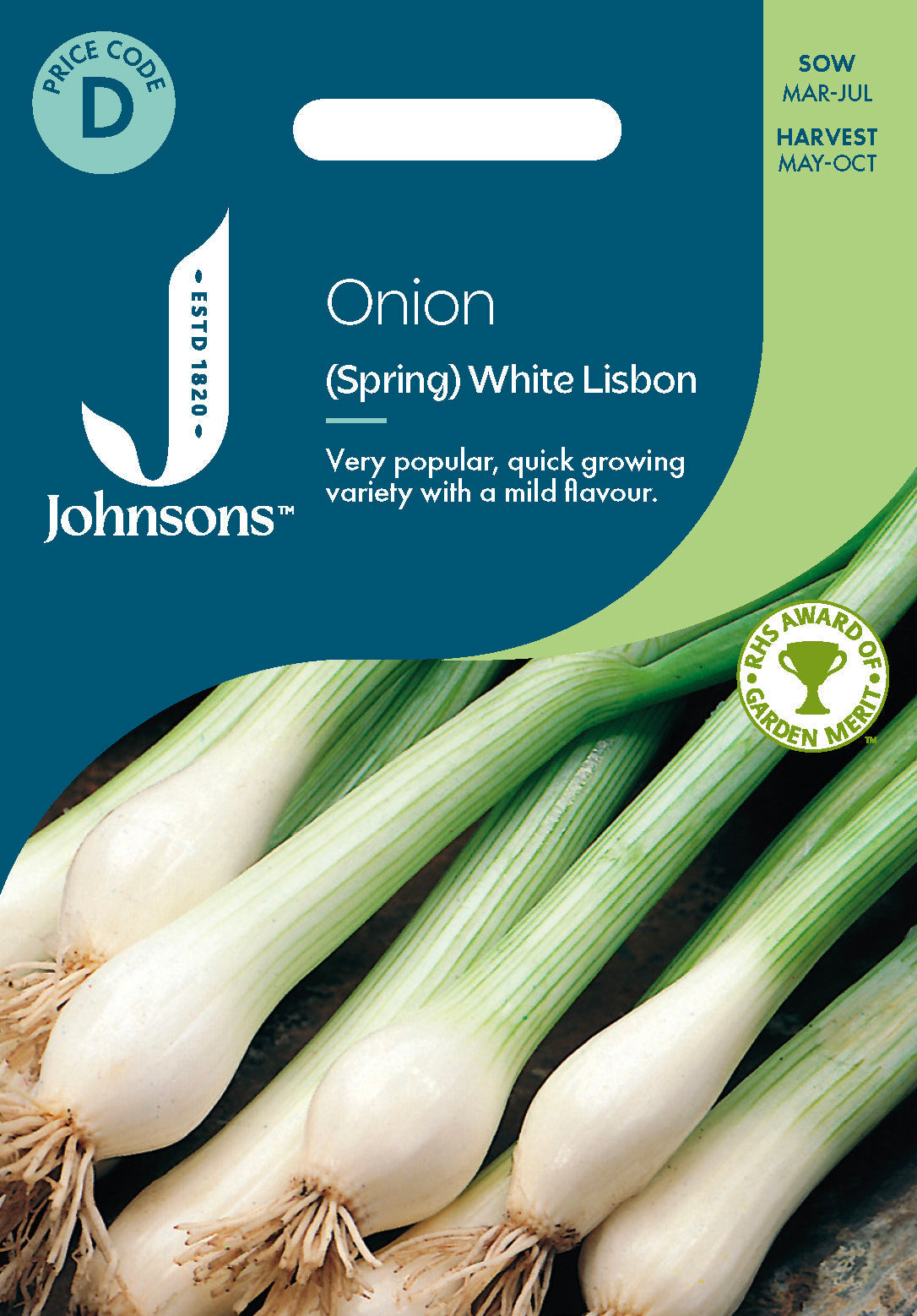 Johnsons Onion (Spring) White Lisbon Seeds Packet