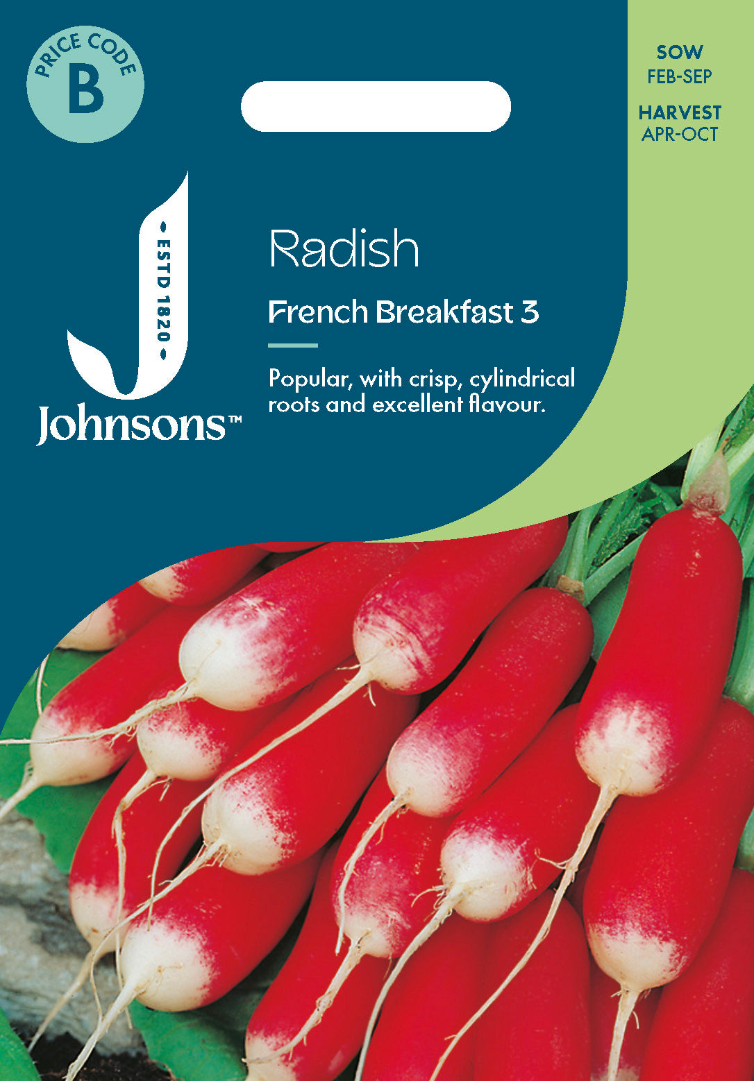 Johnsons Radish French Breakfast 3 Seeds Packet