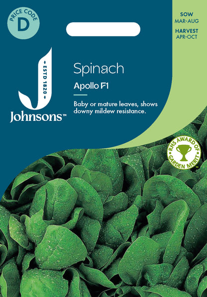 Johnsons Spinach Apollo F1 Seeds Packet