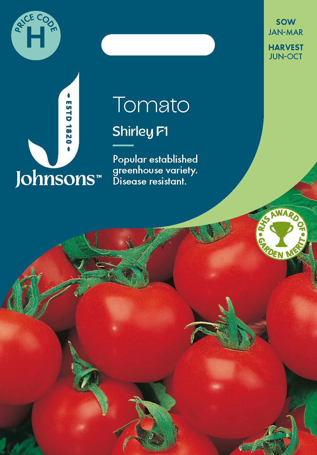 Johnsons Tomato Shirley F1 Seeds Packet
