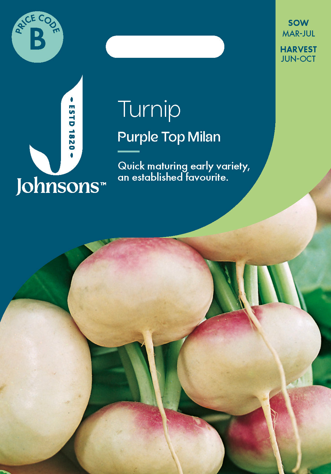 Johnsons Turnip Purple Top Milan Seeds Packet