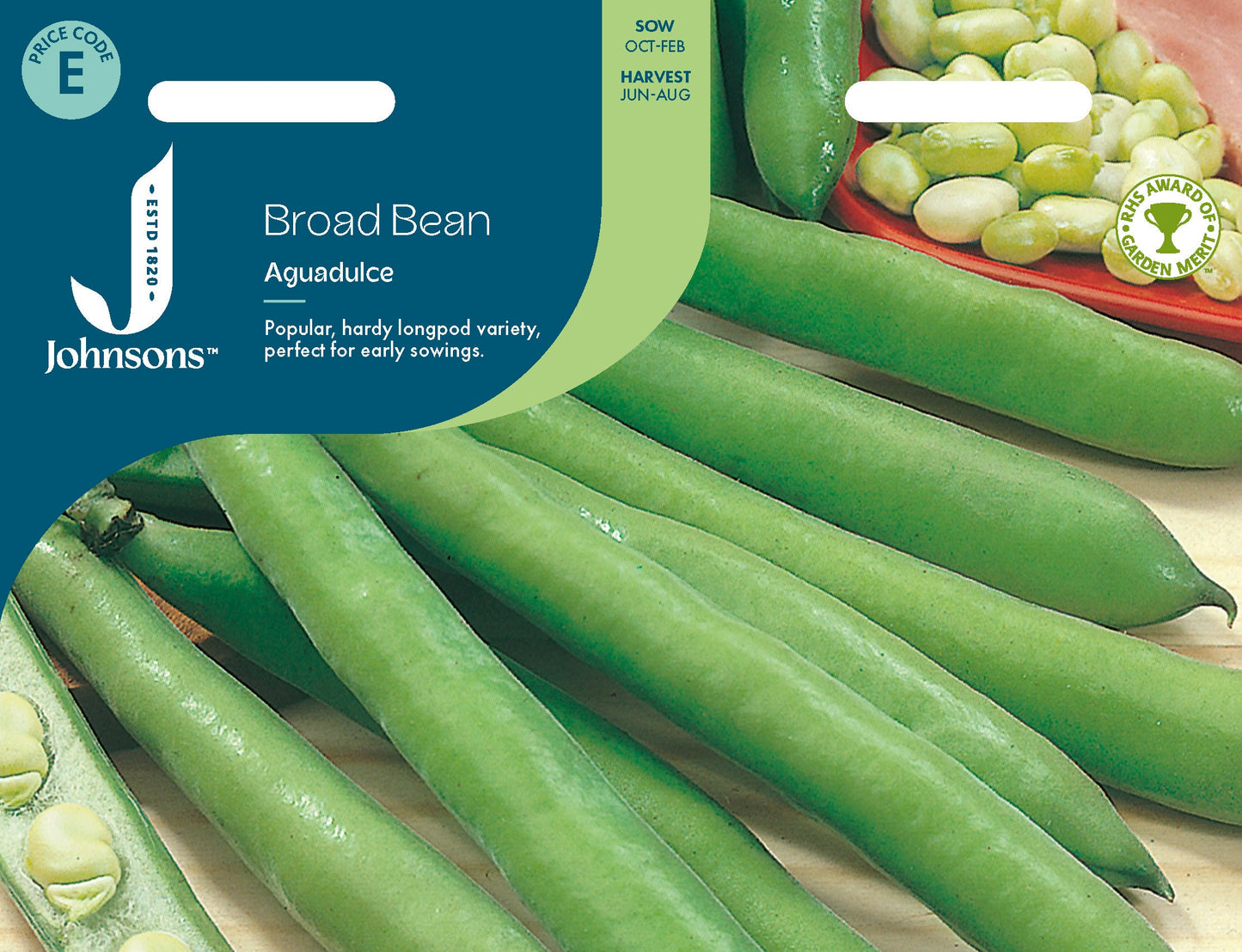 Johnsons Broad Bean Aguadulce Seeds Packet