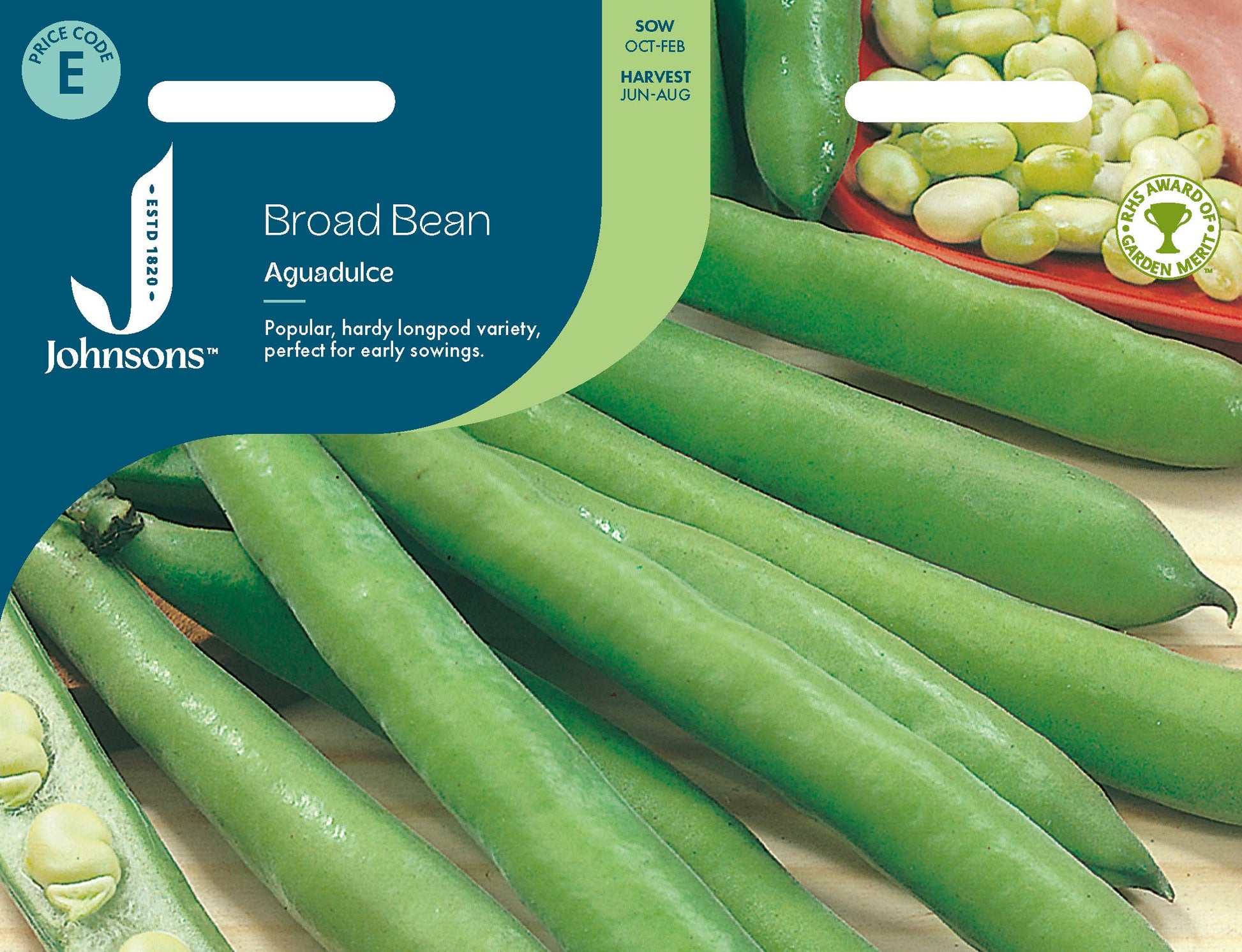 Johnsons Broad Bean Aguadulce Seeds Packet