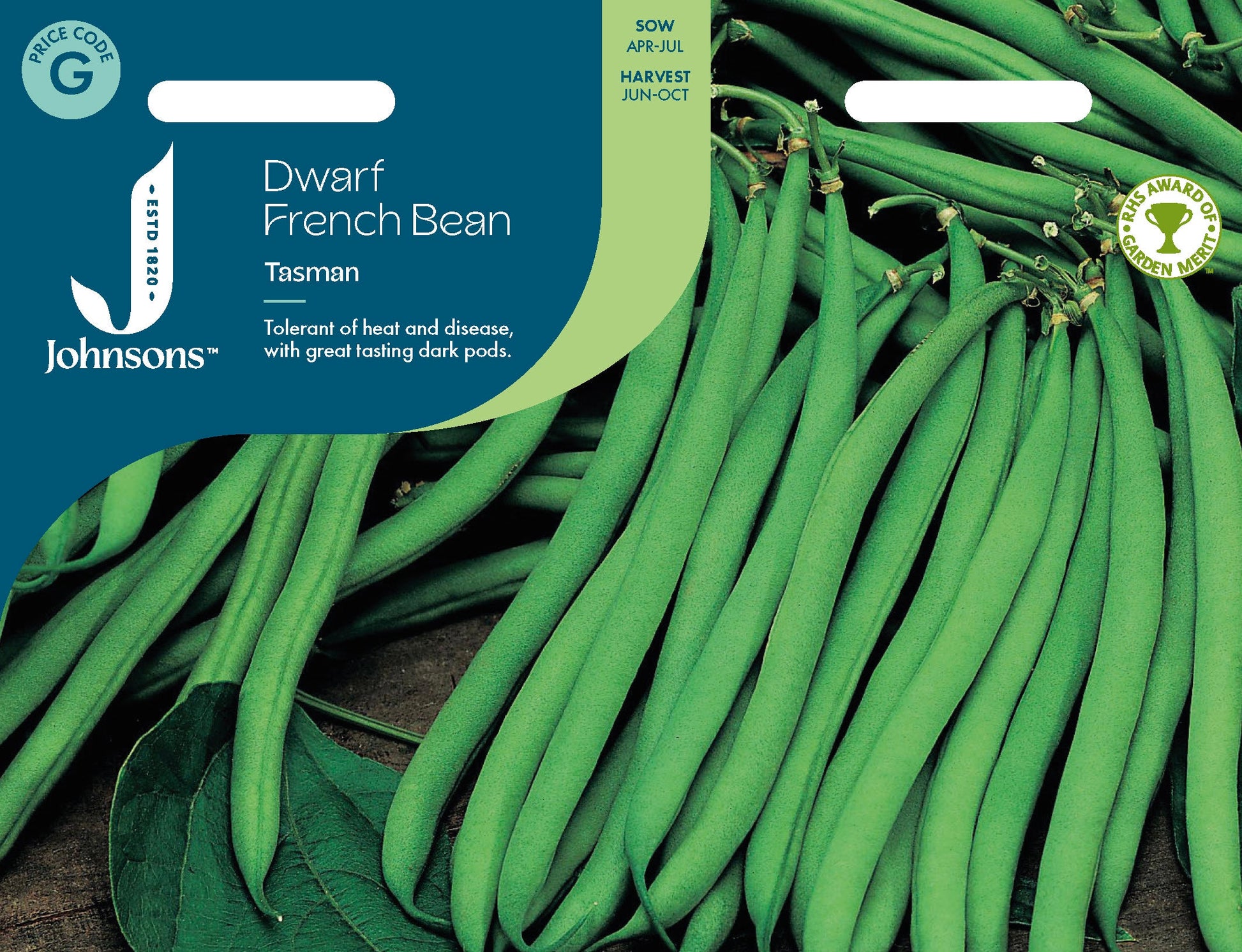 Johnsons Dwarf French Bean Tasman Seeds Packet