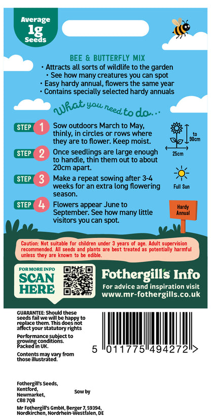 Mr Fothergill's Bee & Butterfly Mix Seeds Packet