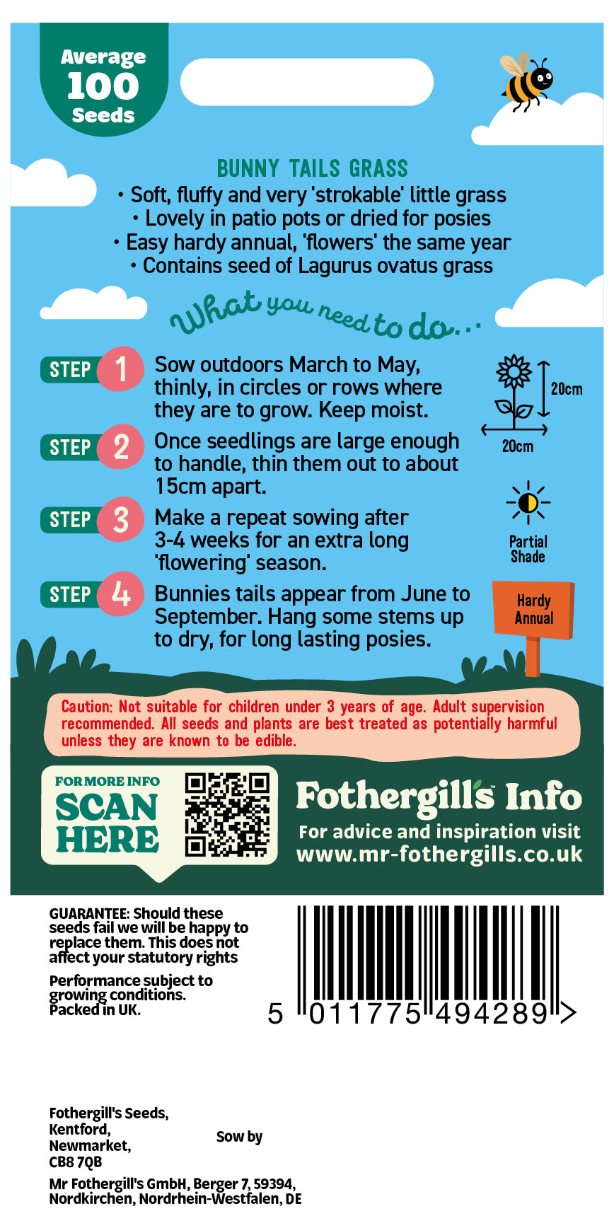 Mr Fothergill's Bunny Tails Grass Seeds Packet