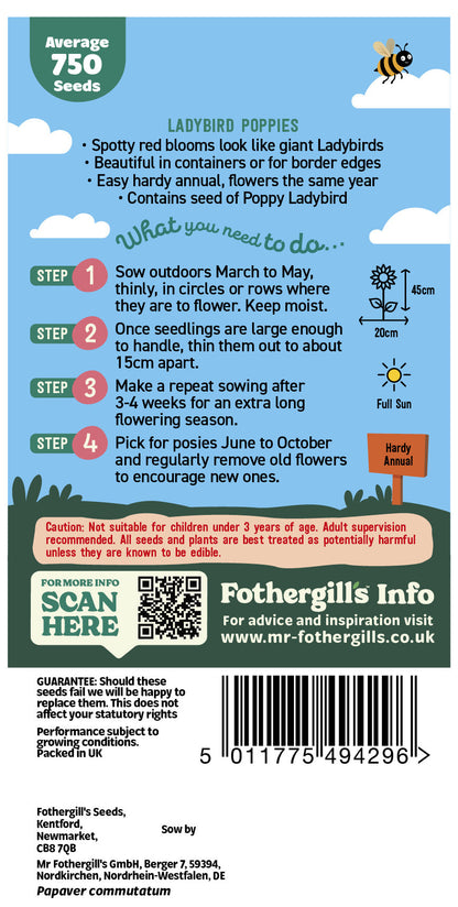 Mr Fothergill's Ladybird Poppies Seeds Packet