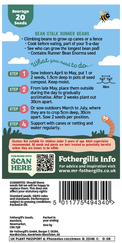 Mr Fothergill's Bean Stalk Runner Beans Seeds Packet