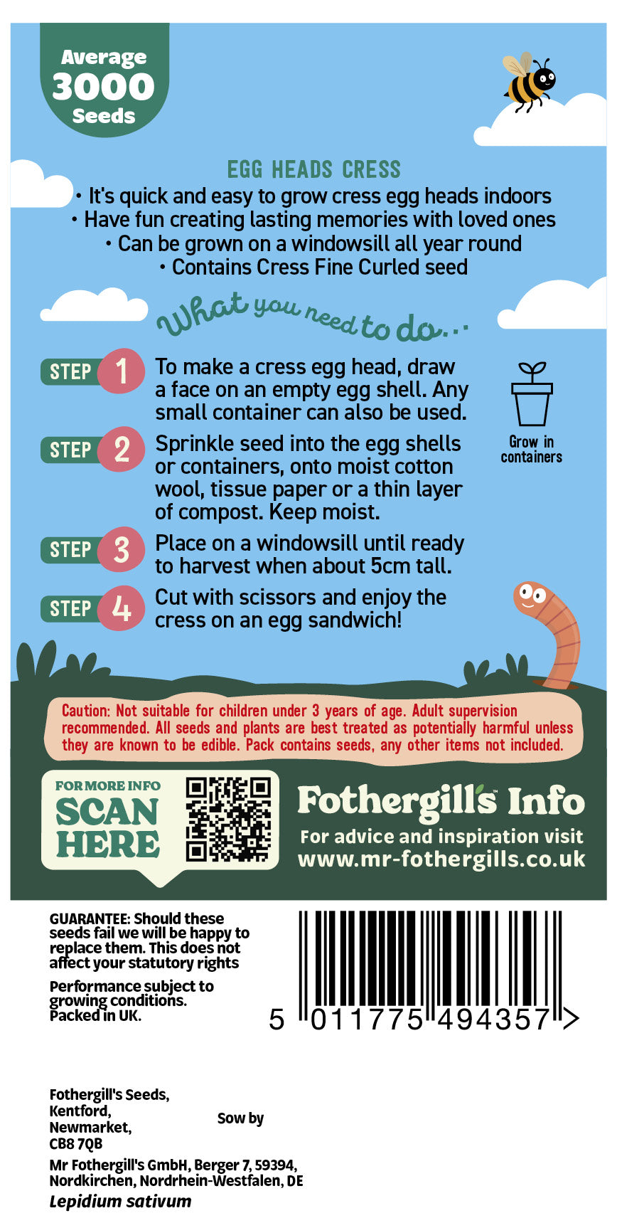 Mr Fothergill's Egg Heads Cress Seeds Packet