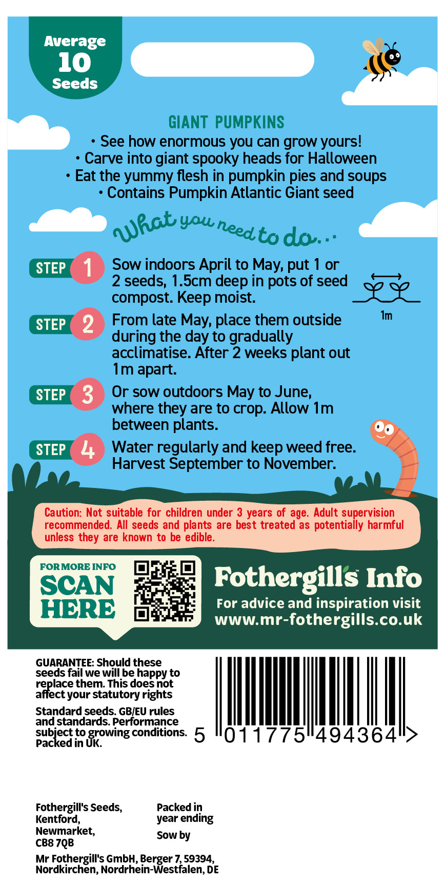 Mr Fothergill's Giant Pumpkins Seeds Packet