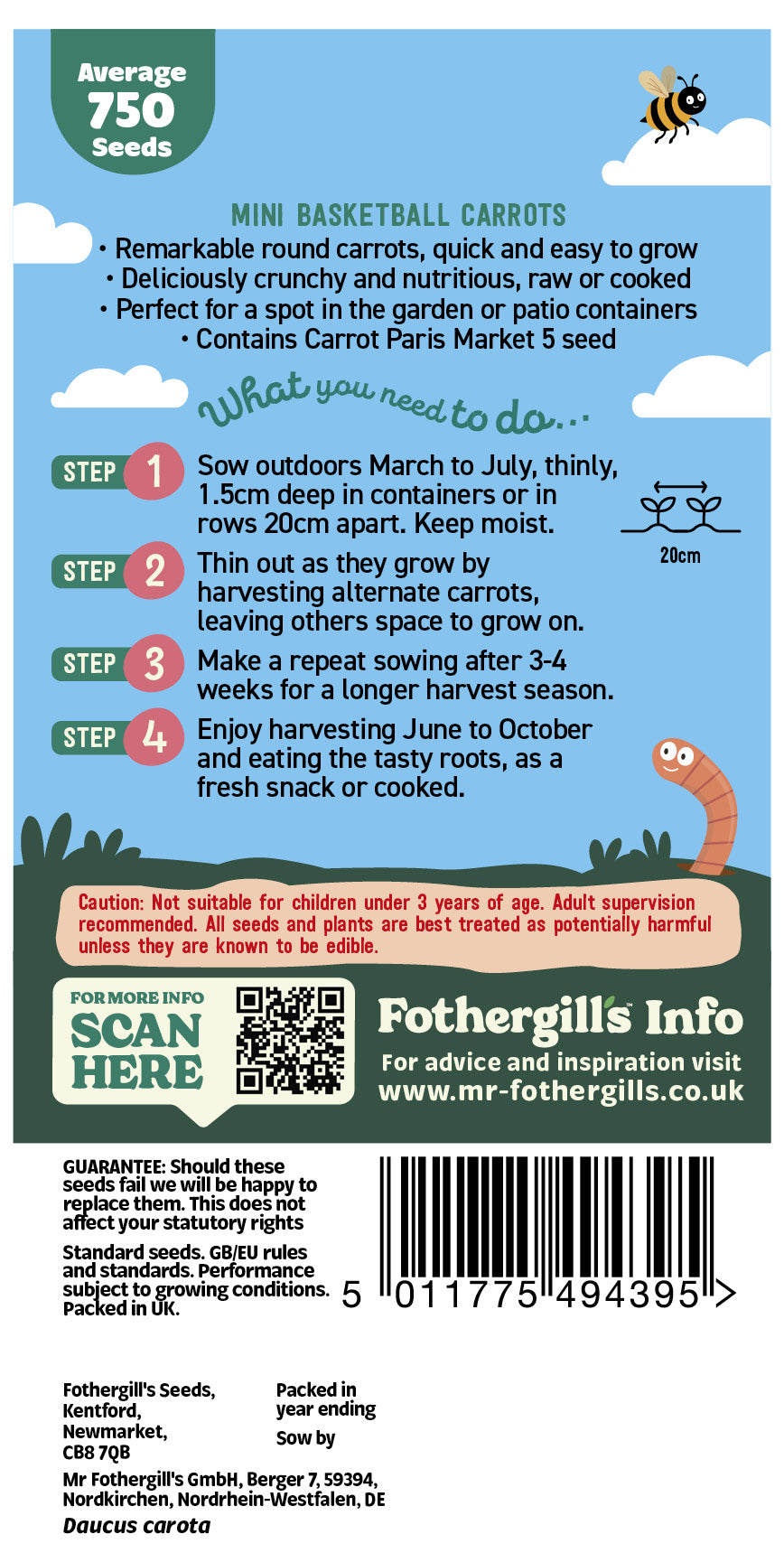 Mr Fothergill's Mini Basketball Carrots Seeds Packet