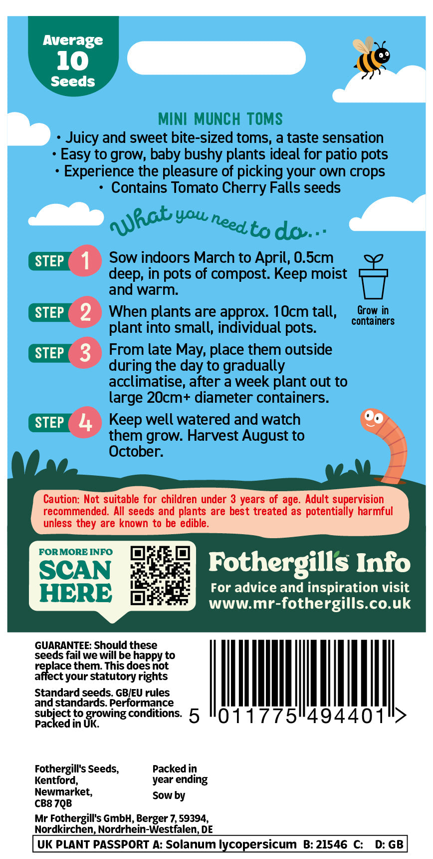 Mr Fothergill's Mini Munch Toms Seeds Packet